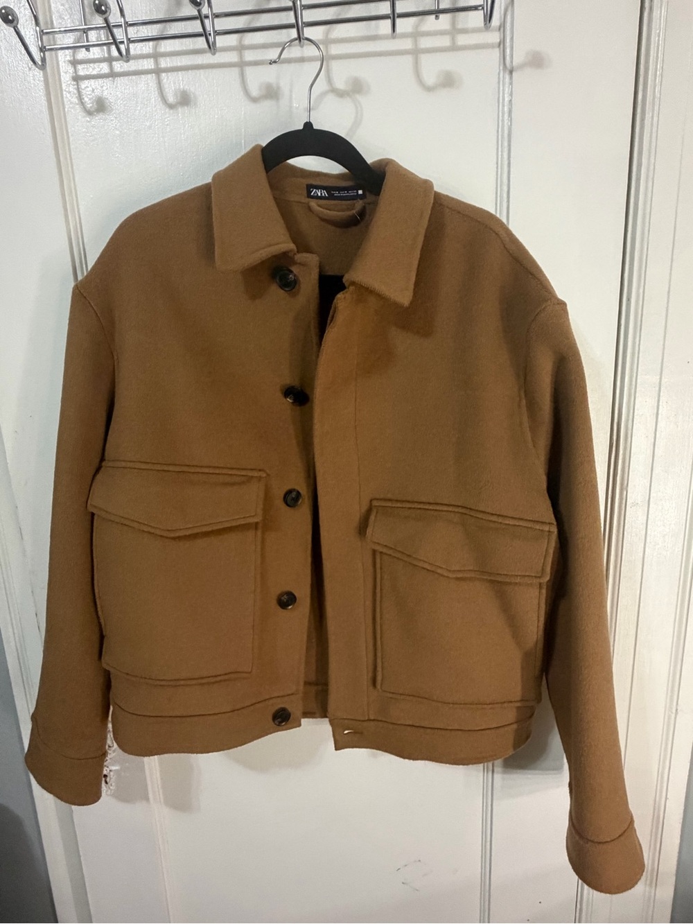 Zara Women Camel Brown Button Jacket